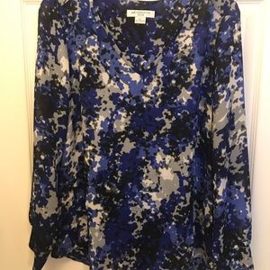 Liz Claiborne sheer blouse blue black NWOT